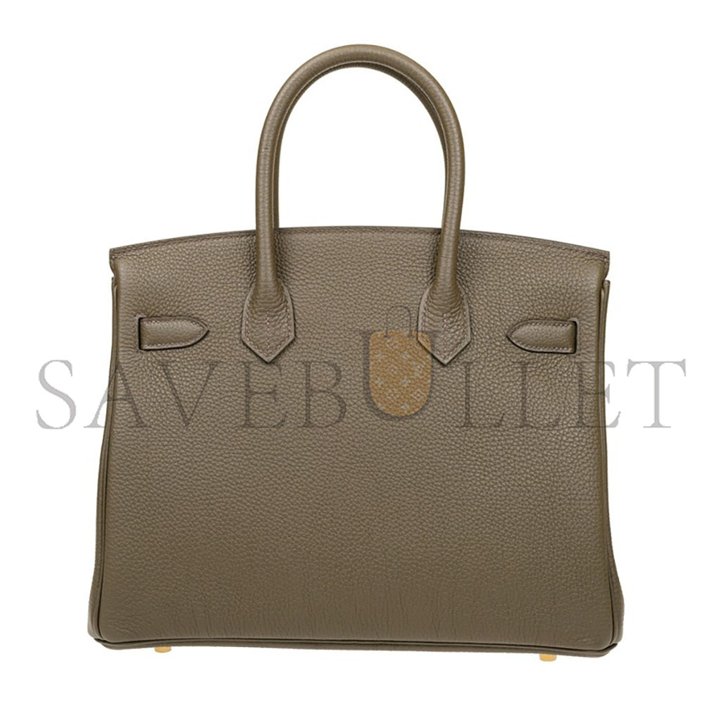 H**mes master birkin 25 epsom leather trench coat grey gold buckle bag h028369ccm8 (25*20*13cm)